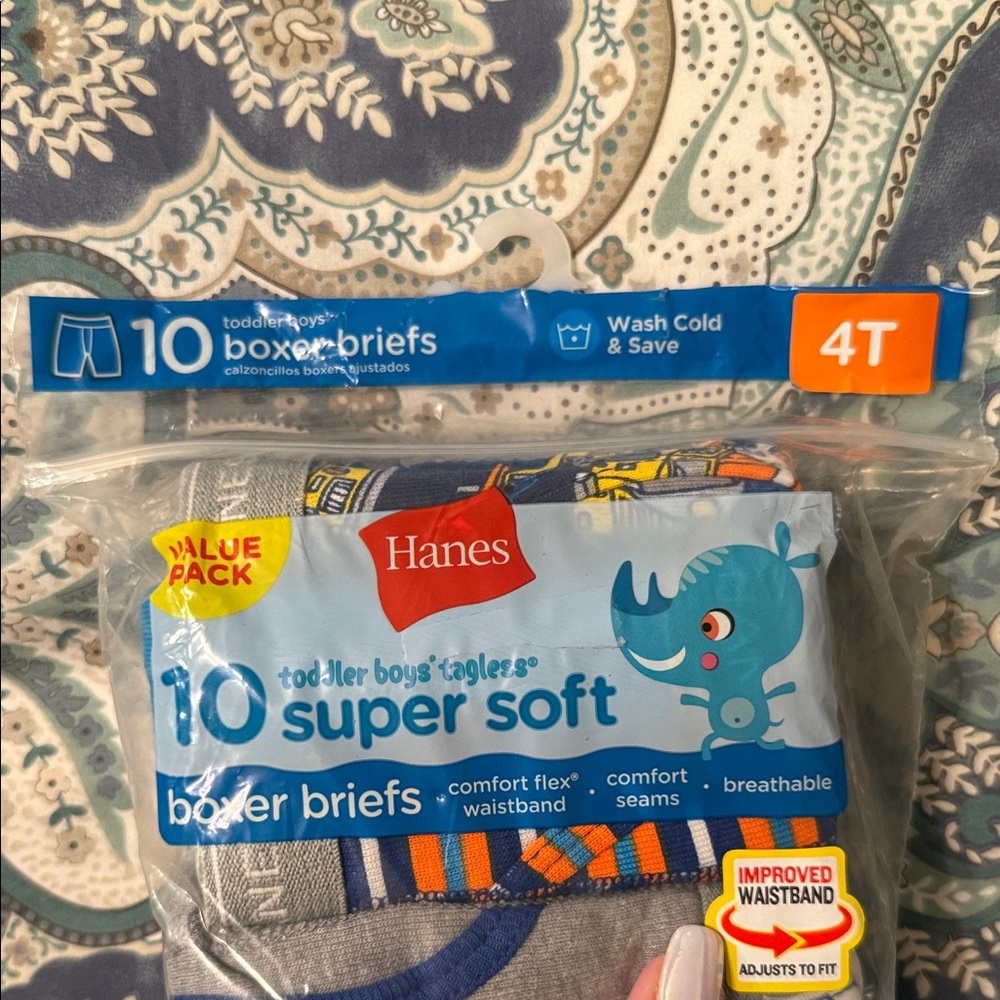 Hanes Super Soft Toddler Boxer Briefs 10-Pack